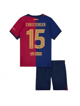 Barcelona Andreas Christensen #15 Heimtrikotsatz für Kinder 2024-25 Kurzarm (+ Kurze Hosen)